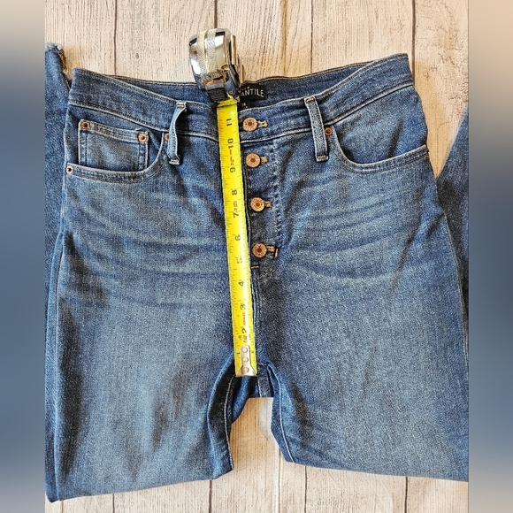 J. Crew Mercantile Size 28• High Rise 11.5" Skinny Button Fly Jeans Raw Step Hem - Picture 10 of 10